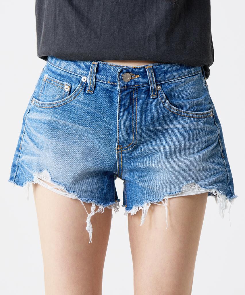 UNKNOWN PLANET Vintage Damaged Cutoff Shorts Blue