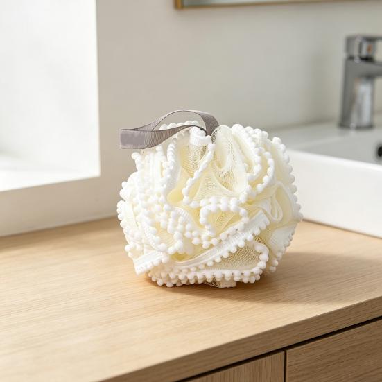 Bath Ball Soft Texture Bath Sponge with Tight Mesh Weave Rich Foam Gentle Exfoliating Puff High Absorbency Bath Sponge Bath Accessory