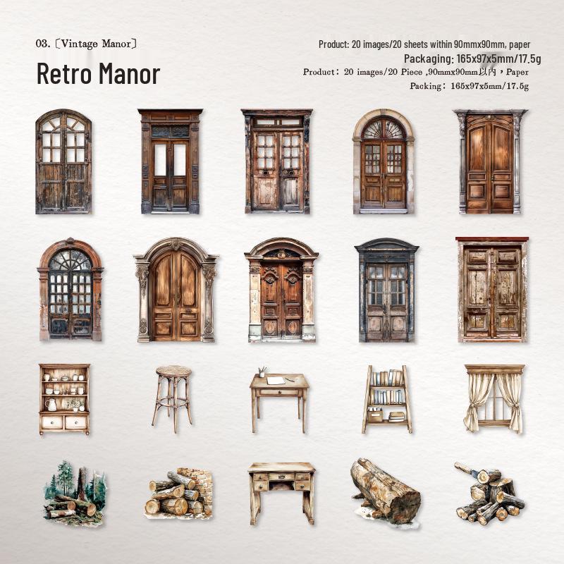 Yanji Laser Dreamy Manor Retro Die-Cut Journal Base, 20 Sheets