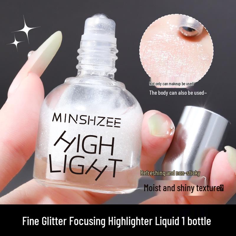 Mingxi Zhi Pearlescent Rollerball Highlighter for Face & Eyes - Brightening Liquid with Fine Glitter for Inner Corner, Under-Eye, and Contour. 8ml