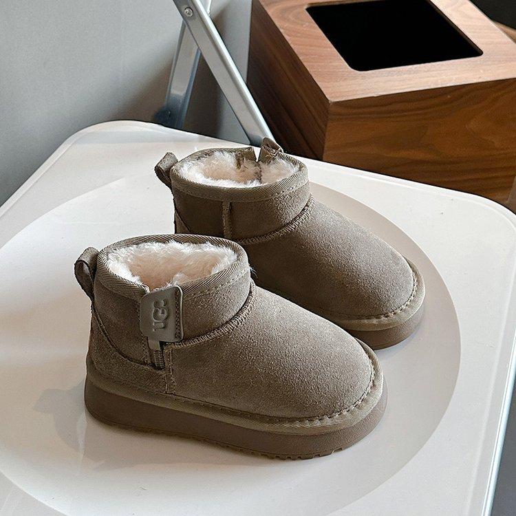 

Девочки зимние сапоги 2025 зима новая детская хлопковая обувь на толстой подошве утолщенные большие хлопковые сапоги мальчики нескользящая зимняя обувь 37 yards inner length 22.7cm