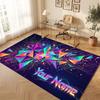City Cyberpunk Theme Crystal Velvet Floor Rug Personalized Custom Name Text Warm Carpet Home Decoration