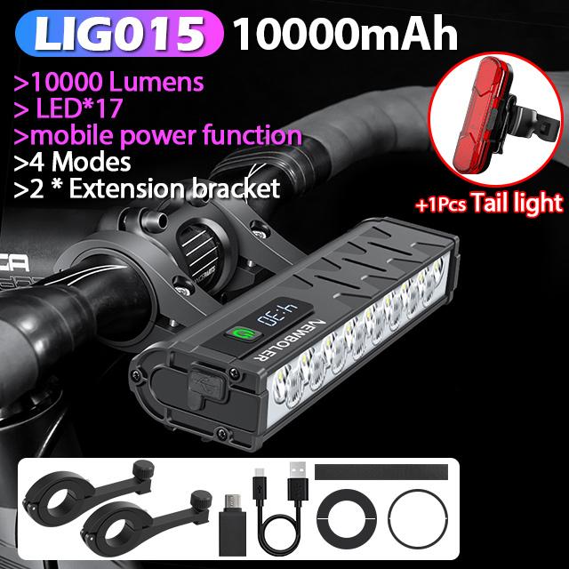 NEWBOLER Bicycle Light Front 10000Lumen Bike Light 10000mAh Waterproof Flashlight USB Charging MTB Road Cycling Lamp Accessories