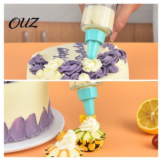 DIY Pastry Decoration Set Dessert Cake Icing Dispenser, 8/11 Interchangeable Nozzles Piping Tips, Easy Control Decorator Ergonomic Transparent Barrel