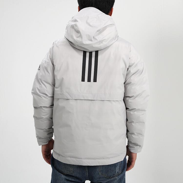 adidas Warm Hooded Casual Sports Cotton Jacket Winter Men Jacket Gray FT2416