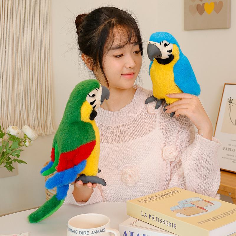 Lifelike Parrot Plush Toy Lovely Cartoon Macaw Doll Stuffed Simulation Bird Animal Plush Doll Birthday Gift for Kids Home Decor