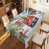 1 Piece Christmas-Themed Tablecloth, Multiple Sizes, Cute Truck And Puppy Pattern Decorative Tablecloth, Printed Tablecloth, Christmas Party Gathering