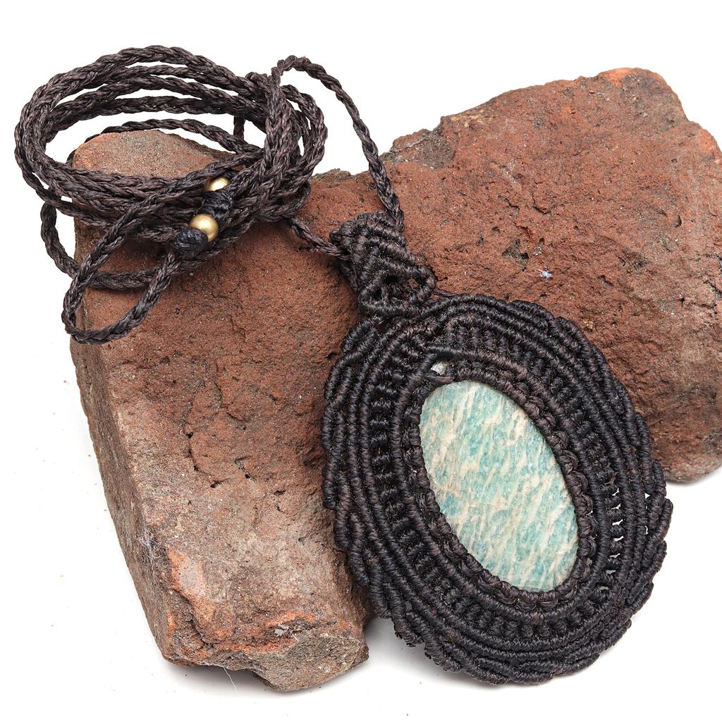 Amazonite Necklace jewelry necklace choker collier woman Macrame collar Jewelry