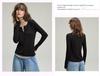 Women's Half-Zip Two-Piece Design Long-Sleeve T-Shirt – Autumn 2025 Collection, Soft & Slim Fit