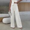 European and American Wide Shoulder V-neck Slim fit Vest High Waist Wide Leg Pants Top Set Pants and Tops Set