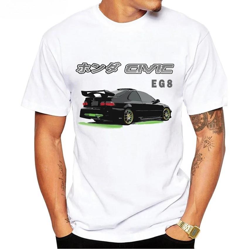 2025 Top JDM 1995 Old Civic EG8 Sports T-Shirt New Men Short Sleeve Anime Cartoon Car Art T Shirts Boy Casual Japan Tees Shirts