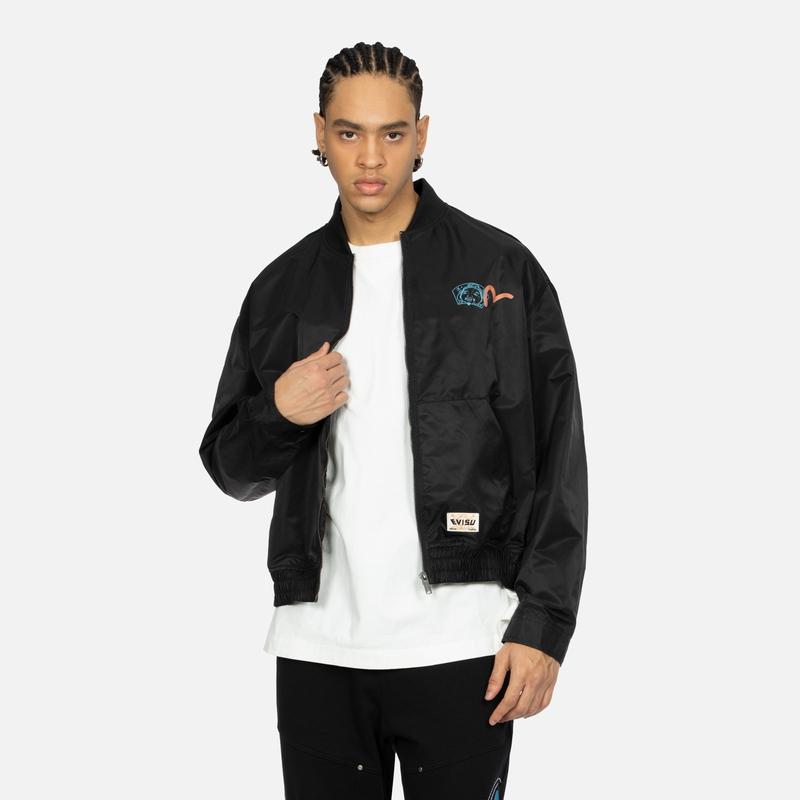 Evisu SS24 Buddha Head Seagull And Trademark Print Jacket Men Jacket Black 2ESHTM4JK8081RXSN