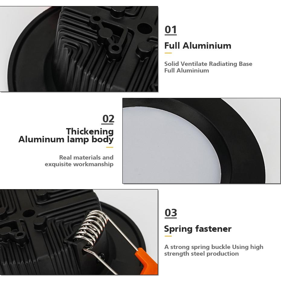 LED Downlight 3W 5W 7W 9W 12W 15W 18W Round Recessed Ceiling Lamp 220V Led Bulb Bedroom Kitchen Indoor LED Spot Lighting