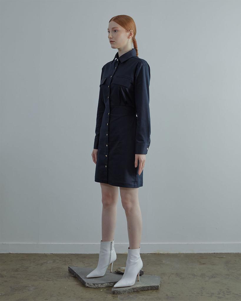 SALON DE SEOUL Zenith Shirt Dress - Navy