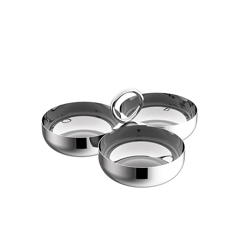 

Набір закусочних мисок з нержавіючої сталі з 3 секціями Десертні тарілки Сервірувальна страва для подачі аперитивів Соління Топінги Приправи