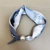 Lightweight Pearl Decoration Scarf Polyester Silk Scarf Luxury Magnetic Buckle Scarf  Daily Wearing
