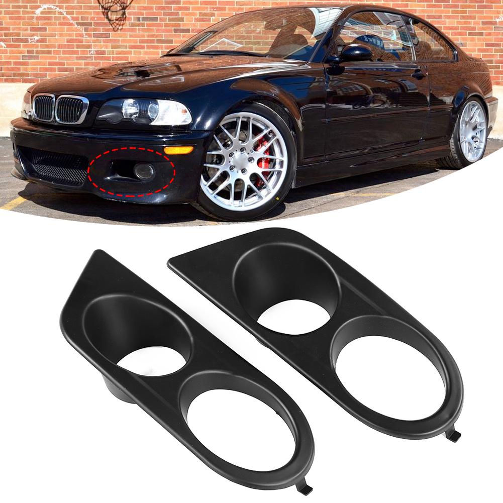 2pcs Front Bumper Foglight Cover Dual Holes Car Accessory Fit for E46 M3 2001?2006Matte Black