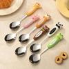 316 Stainless Steel Silicone Baby Spoon - Cartoon Animal Design for Training and Complementary Feeding