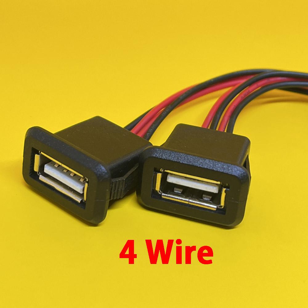 1pc 2/4 Wire USB 2.0 Female Power Jack 2Pin 4Pin Charging Port Connector with PH2.0 Cable Electric Terminals USB Charger Socket