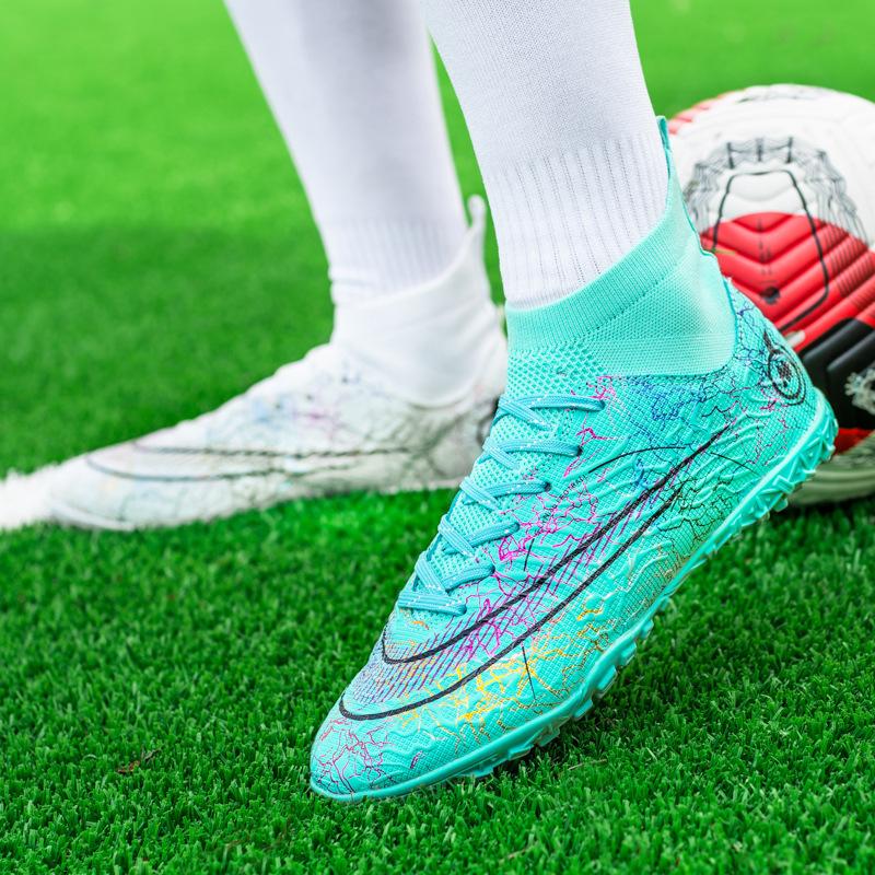 Foreign trade large size football shoes, boys high-top AG long nails artificial grass training shoes TF broken nails 068