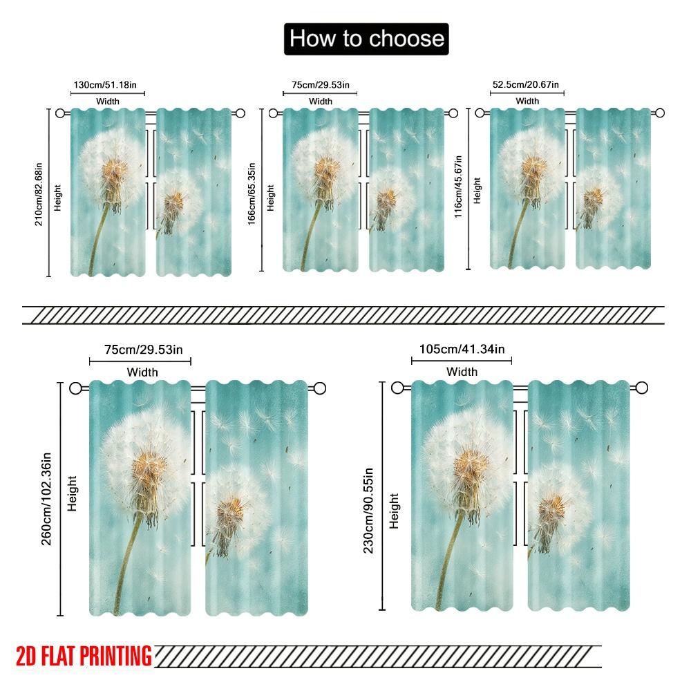 2pcs,2D Plane Printing Curtain Fabric Whispering Puffs 100% Polyester (without Rod) Decorations Inside Ldeal for Living Room &