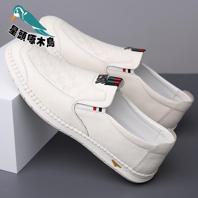 2025 Summer Men's Sandals Leather Business Hollow Punched Men's Shoes Soft-soled Hole Shoes