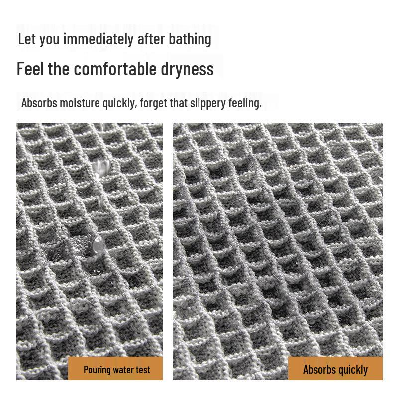 Alfombrilla de Baño con Borlas de Gofre Japonés: Antideslizante, Adhesivo Termofusible, Felpudo Absorbente para Puerta