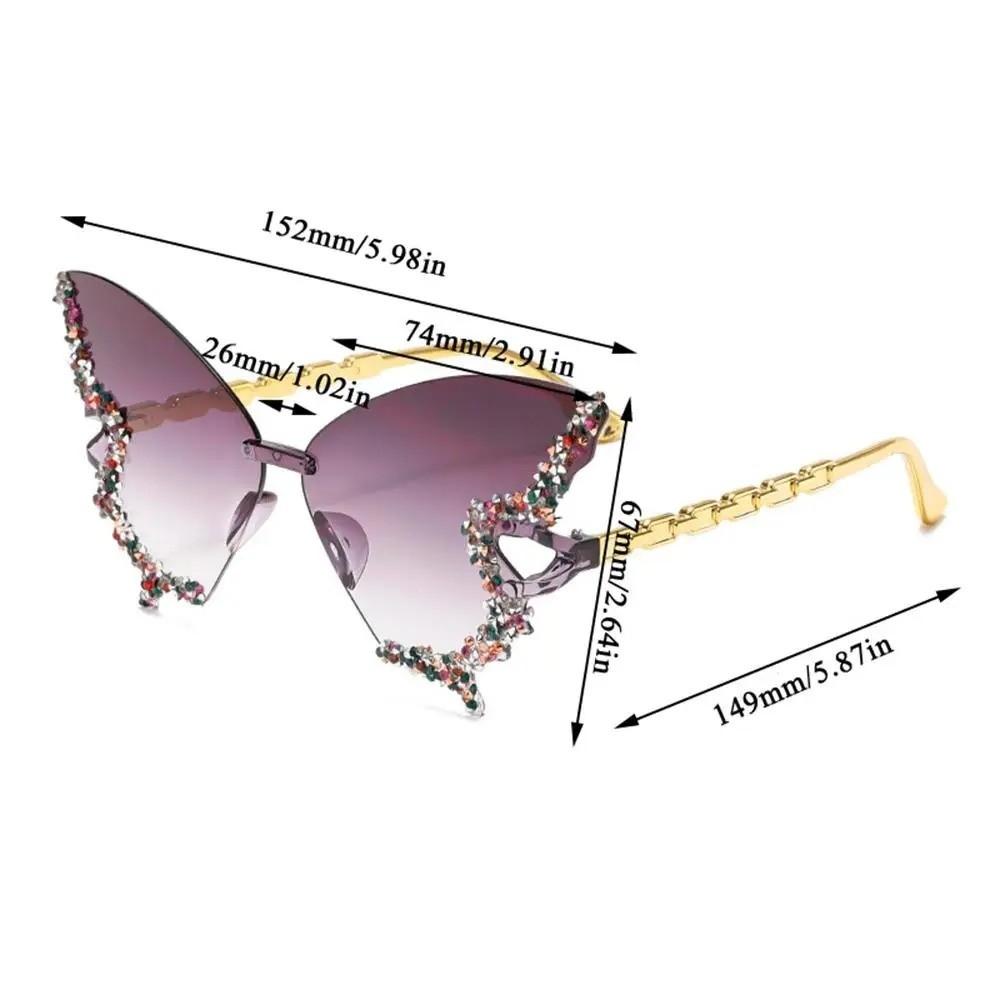 Tint Color Butterfly Sunglasses UV Protection Rimless Sun Glasses Cat Eye Sunglasses for Women