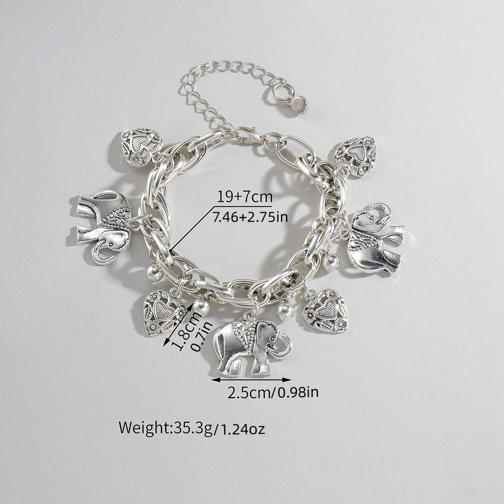Summer Beach Style Carved Elephant Hollow Heart Tassel Women's Feet Chain