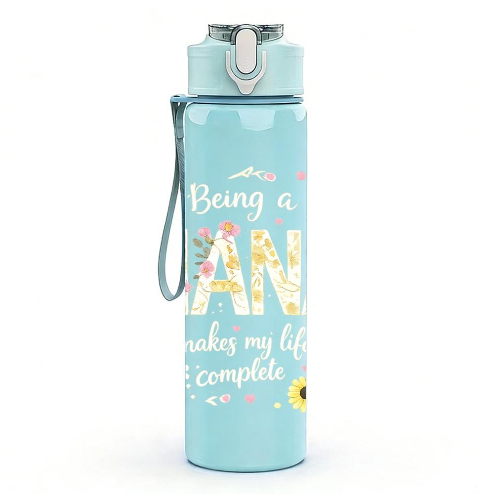 1PC Soft Pastel Daisy Floral Print 750ml Color Plastic Sports Water Bottle Leakproof Flip Straw Lid Suitable for Sports Office Home Use