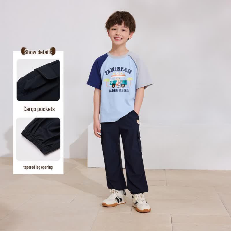 PawinPaw Kids Cartoon Bear Cuffed Cargo Pants