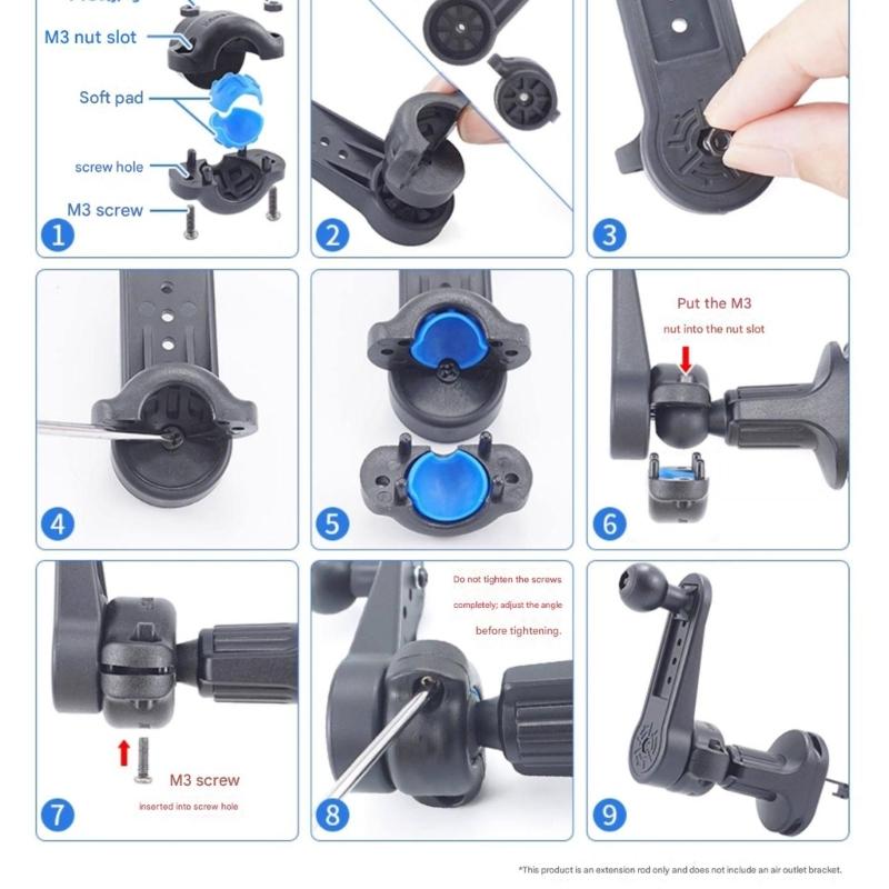 17mm Ball Mount Extension Adapter 360 Degree Rotating Arm Adapter Car Mount Phone Holder Extension Rod