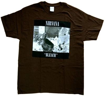 Nirvana Band Musica Bleach Stampa Frontale su Maglietta di Cotone Marrone Taglia: Piccolo
