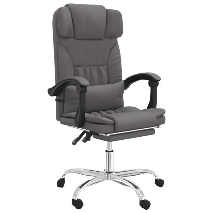 349745 vidaXL Fauteuil de massage inclinable de bureau Gris Similicuir
