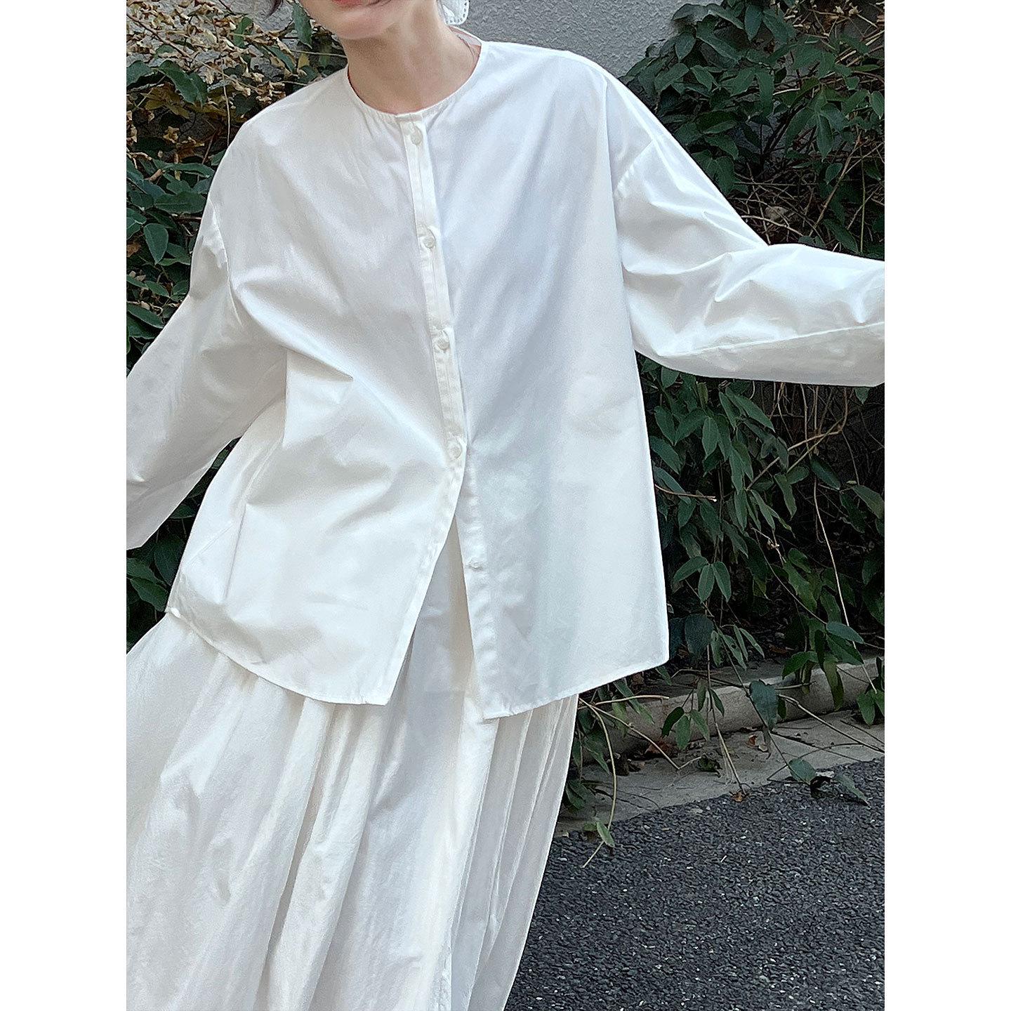 Luxi Women s Korean Style Round Neck Stand Collar Shirt Jacket - 2026 Early Spring Casual Versatile Top L