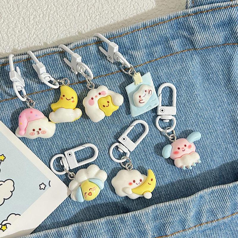 Cartoon Cute Cloud Keychain Kawaii Sweet Keychain Pendant For Women Girls  Versatile Backpack Decoration Accessories Gift