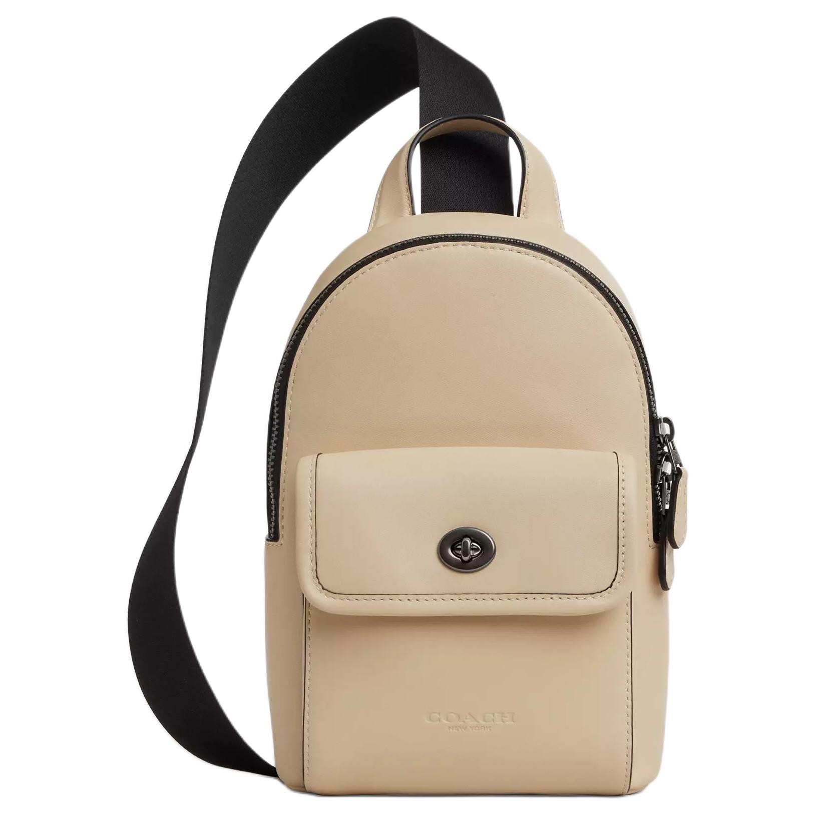 

Coach Logo Print Leather Chest Bag Small Men bags Ivory Black CAJ28-QB/IY Basic Set (Bag+Dust Bag)