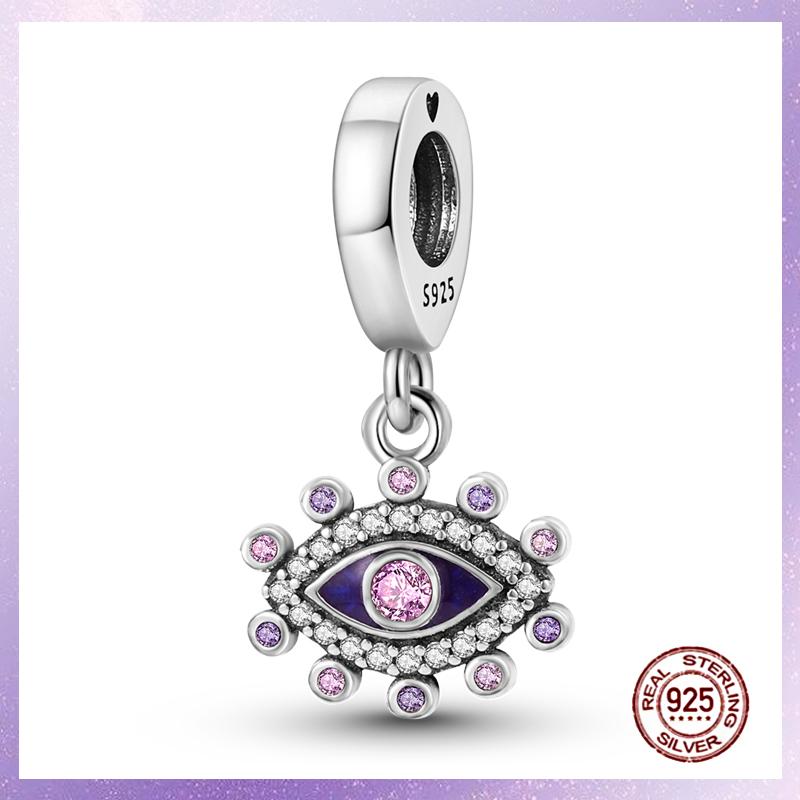 Purple Charms Copper Fit Original Pendant Bracelet Butterfly Glass Heart Feather Clip Charm Dangle Luminous Bead Diy Jewelry