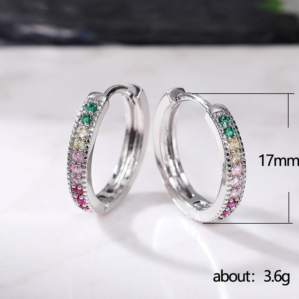 Colorful Synthetic Zircon Circular Earrings, Minimalist Design, Suitable for Exquisite Jewelry In Daily and Leisure Occasions