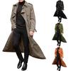 Herbst Winter Langer Trenchcoat Zweireihig Einfarbig Slim Winddicht Windbreaker Streetwear