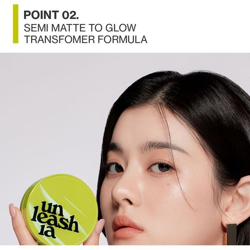 UNLEASHIA - Bundle: Satin Wear Healthy-Green Cushion Re-Feel Refill + Case Set - 5 Colors