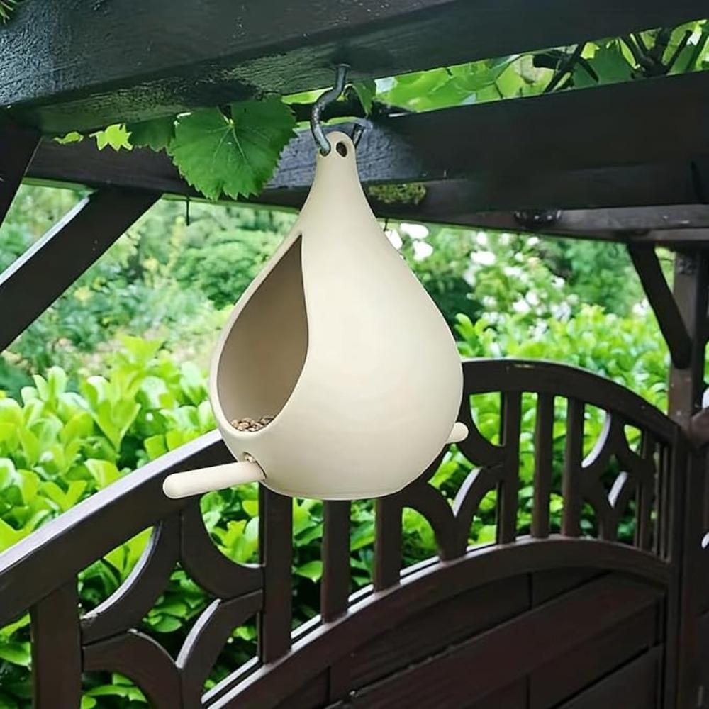 Plastic Bird Feeder House with Perch Pole Wild Bird Feeder Rainproof Feeding Station Garden Yard