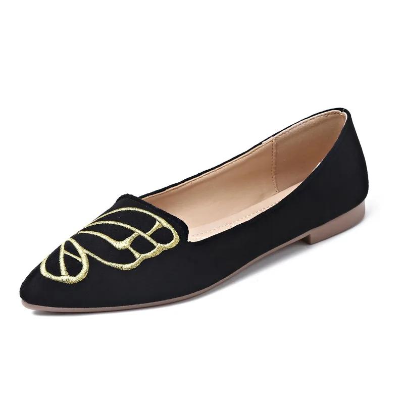 

2024 Обувь Женская Слипоны Женские Балетки Новые Повседневные Балетки Женские Вышивка Острый Носок Мелкий Мягкая Подошва Обувь Большого Размера Женская 35