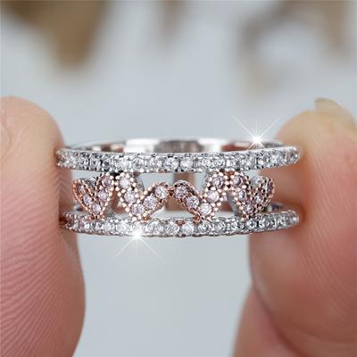 Bagues de fiançailles en cristal blanc zircon pour femmes, couleur argent, anneaux de mariage, bijoux, cadeaux de fête