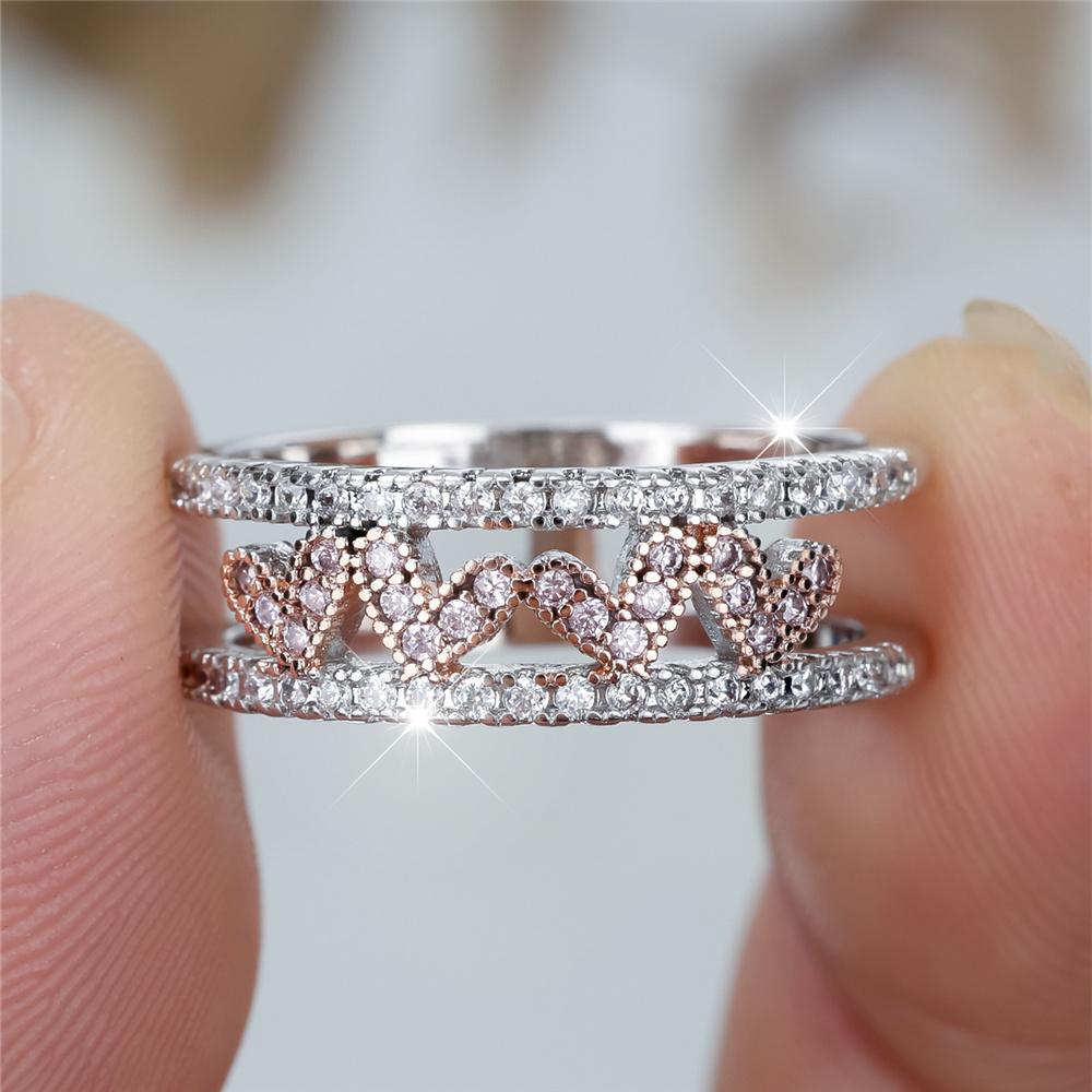 Crystal Female White Zircon Stone Engagement Rings For Women Silver Color Wedding Bands Jewelry Party Gifts