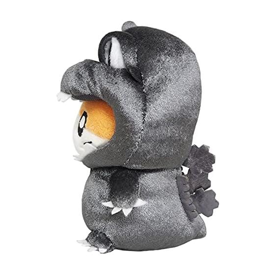 Sanei Boeki Godzilla Ham-kun Plush, Silver (S), 13.5cm Tall, Removable Hood