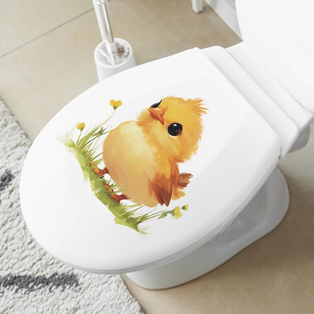 Zabawny Słodki Pisklak na Trawie Naklejka Ścienna do Łazienki Samoprzylepna Usuwalna Wodoodporna do Wystroju Domu Sztuka