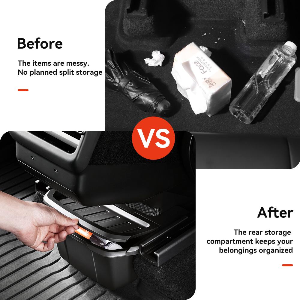 YZ For Tesla Model Y Juniper 2021-2026 Magnetic Suction Back Row Intermediate Storage Box For Tesla Storage Box Car Accessories