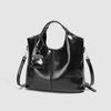 Fashionable Women's Textured Black Tote - 2025 Large Capacity Versatile Shoulder & Crossbody Bag