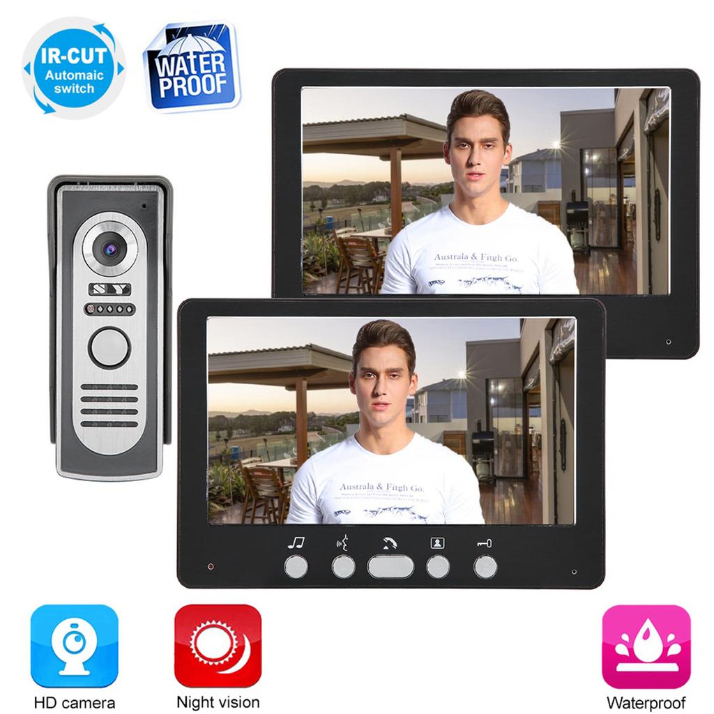 Black 7in TFT Camera 2 Monitors Video Doorbell Intercom Night View System 815m12